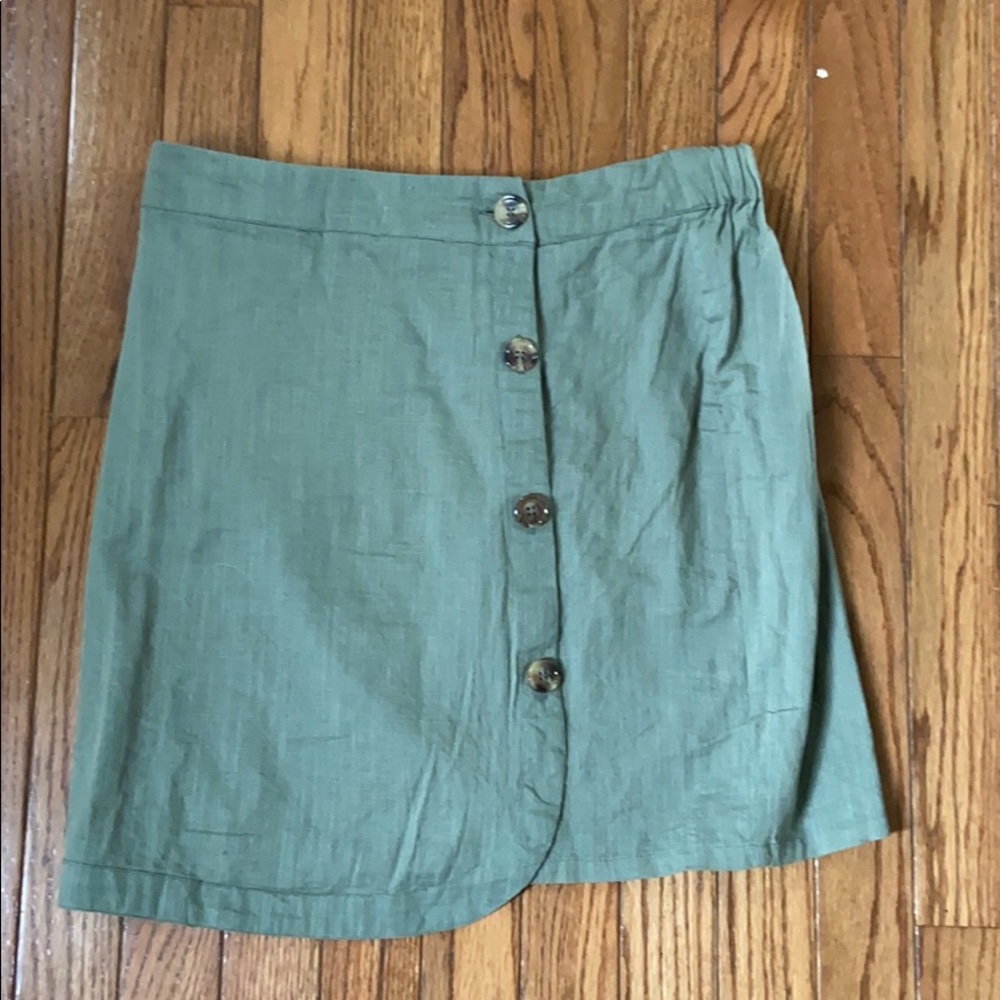 Army Green Francescas Buttoned Skirt